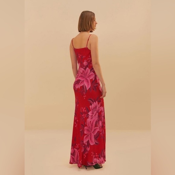Red Summer Fruit Lenzing™ Ecovero™ Viscose Maxi Dress - Picture 3 of 5